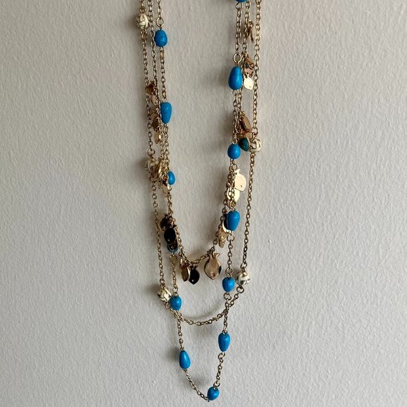 Lilly Pulitzer 16" Turquoise and Gold Fish Necklace